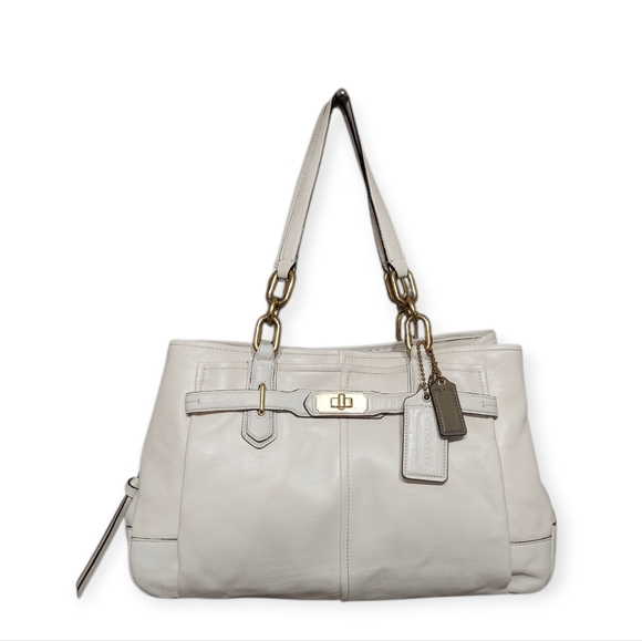 Coach Chelsea Jayden Ivory Off White Leather With Turnlock Brass Bag No. 17811